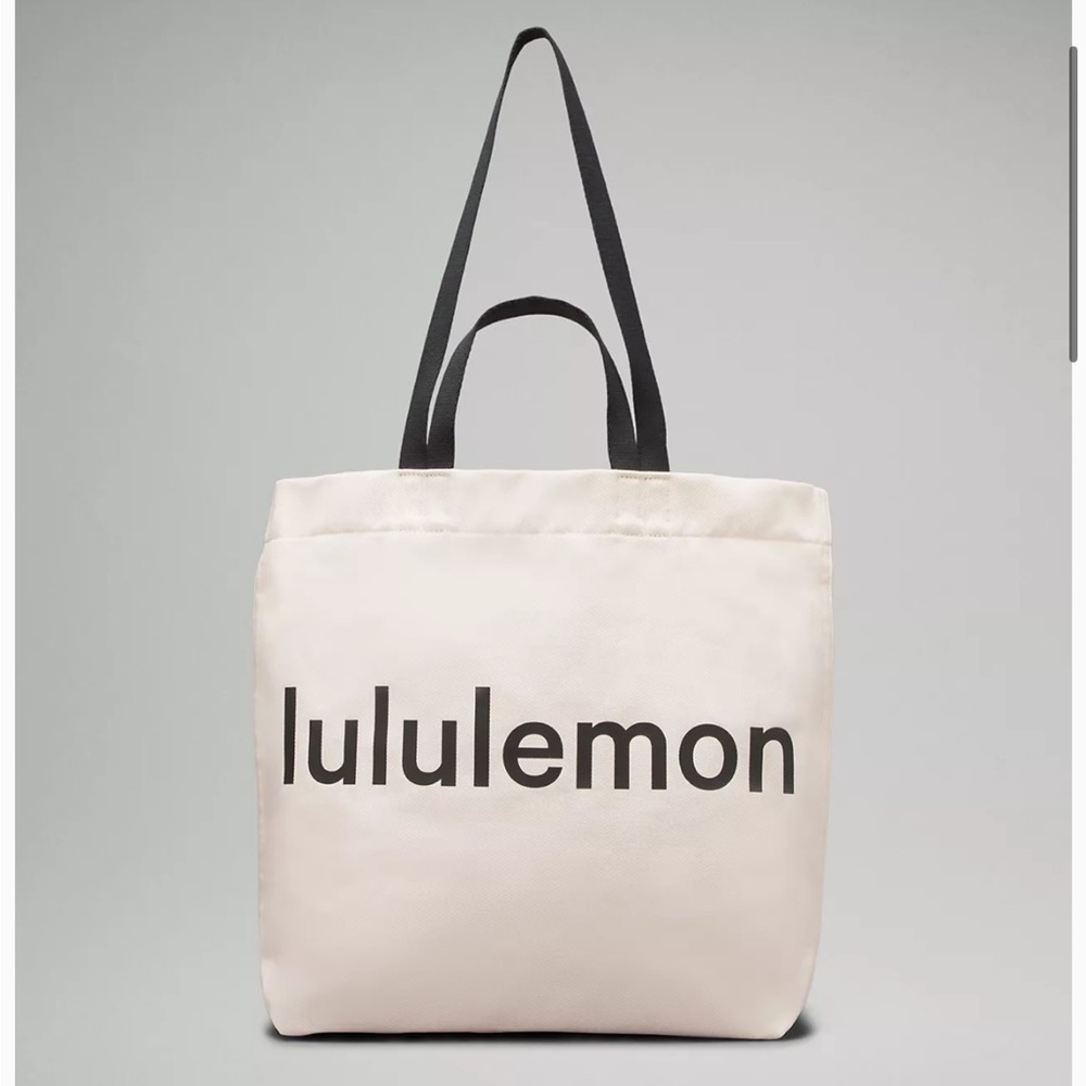 •LULULEMON•BNWT DOUBLE-HANDLE BLACK/NATURAL CANVAS TOTE BAG 17L